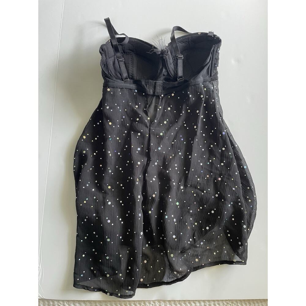 Rampage Intimates Black Glitter Sheer Bra Chemise Size M Underwire Lingerie Sexy - Picture 10 of 11